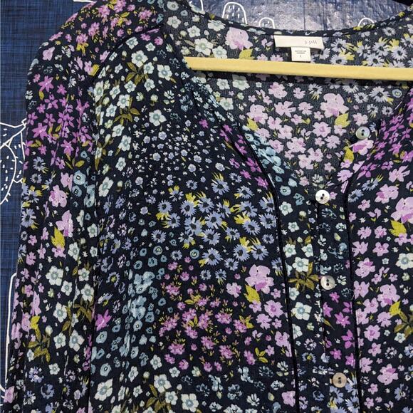 J.Jill Floral Button Up Long Sleeve Blouse Multicolor Women's Size Large - Picture 2 of 6